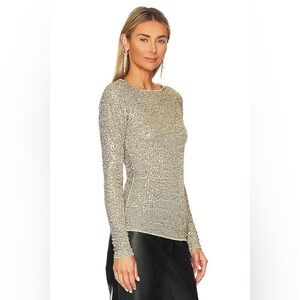 Free People Revolve Gold Rush Long Sleeve Top Shirt Sequins 215